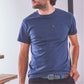 T-shirt in cotone biologico blu marino melange con taschino