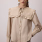 Camicia in misto cotone con maxi colletto marinara e volant