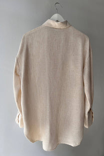 Tunica melange beige con colletto a camicia