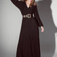Abito lungo nero in lurex con scollo a V e cintura