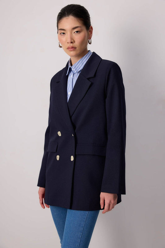 Blazer doppiopetto con bottoni effetto conchiglia