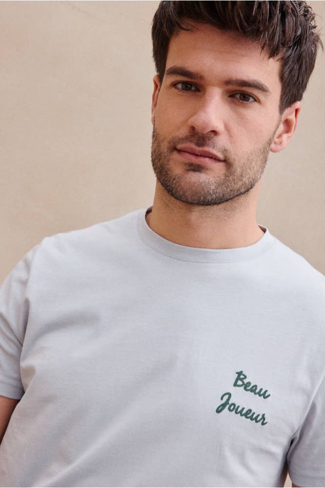 T-shirt Beau Joueur in cotone biologico blu-grigio