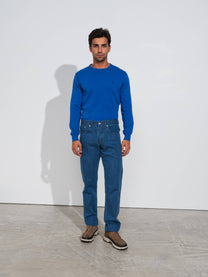 Pantaloni in denim uomo con tasche e chiusura con zip
