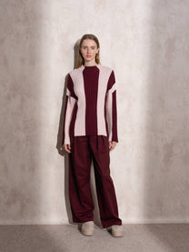 Maglione a collo alto a righe in maglia