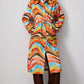 Trench coat in cotone con cintura e stampa astratta Colorwave
