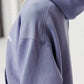Felpa con cappuccio blu lavato oversize in cotone biologico