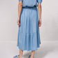 Gonna midi in denim leggero con bottoni frontali