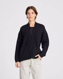 Cardigan Mette in lana d’agnello biologica nero