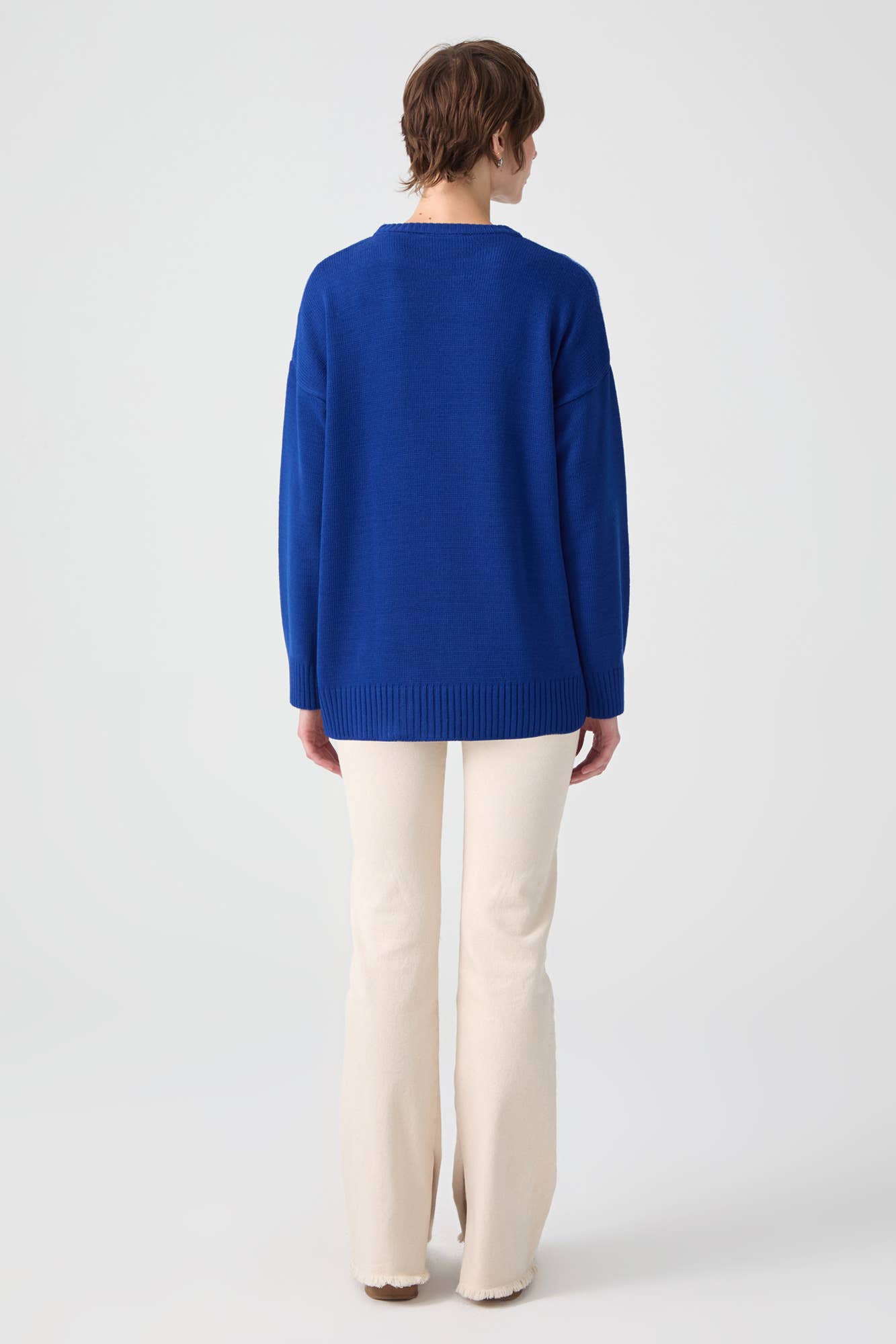 Maglione oversize con bottoni laterali blu mezzanotte