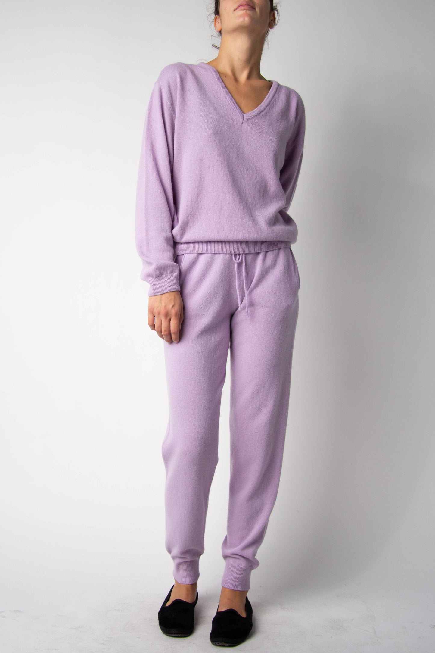 Maglione scollo a V in misto cashmere