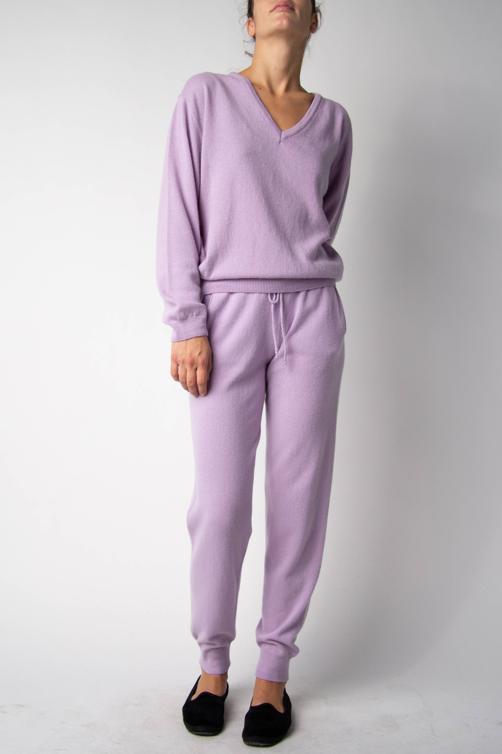 Maglione scollo a V in misto cashmere