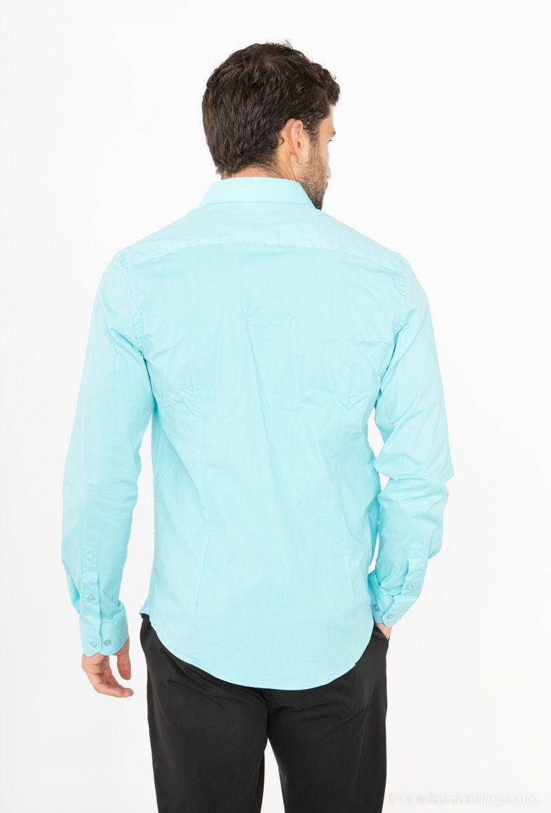Camicia slim fit stretch azzurra da uomo