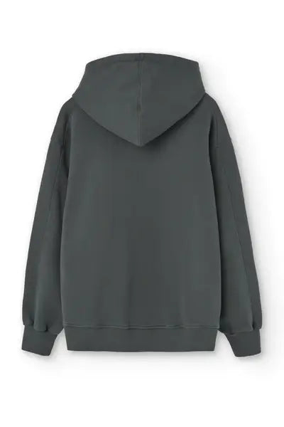 Felpa hoodie nera effetto vissuto oversize