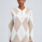 Tunica in maglia con colletto polo a rombi