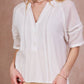 Blusa Tropez in cotone con pizzo