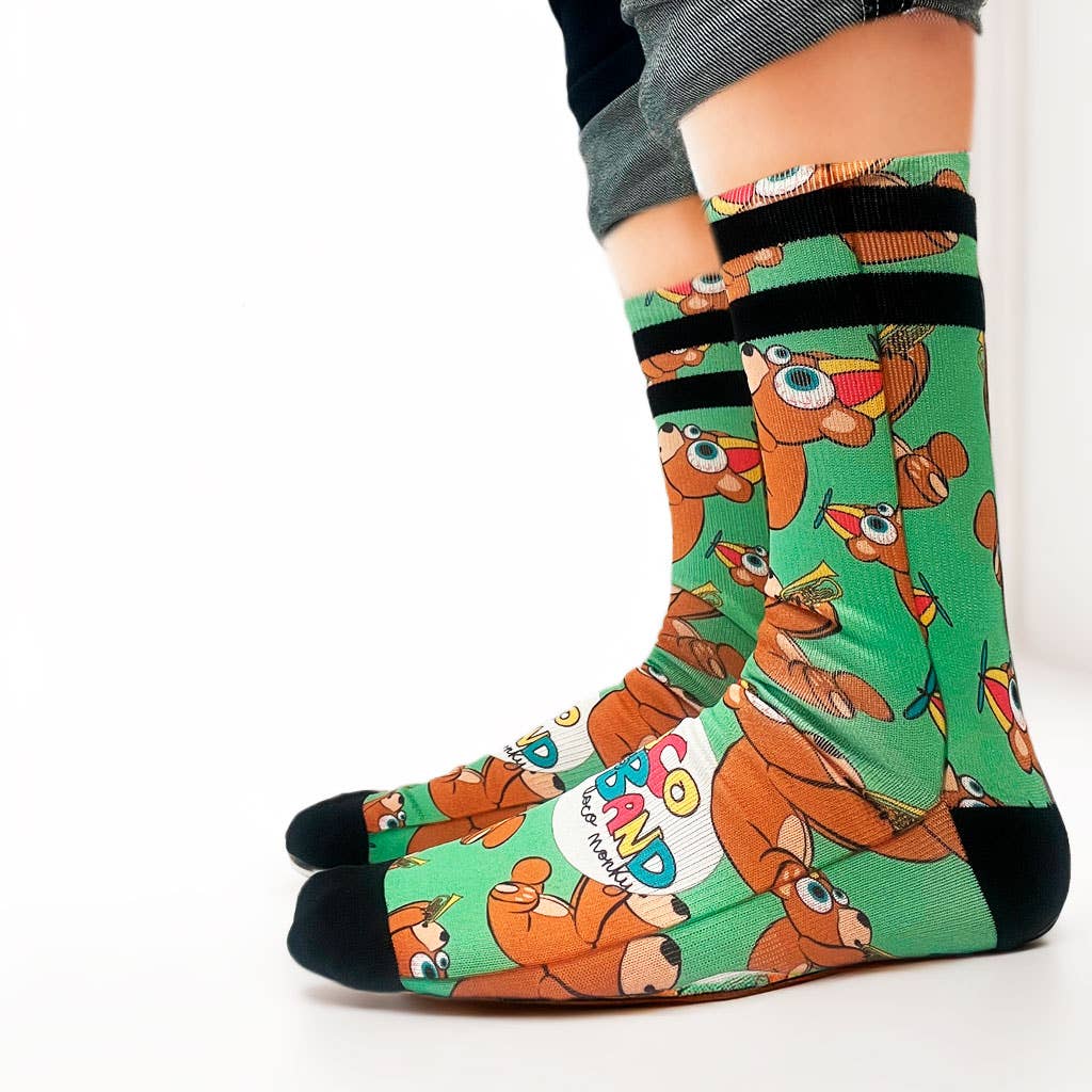 Calzini unisex verdi con orsi musicisti