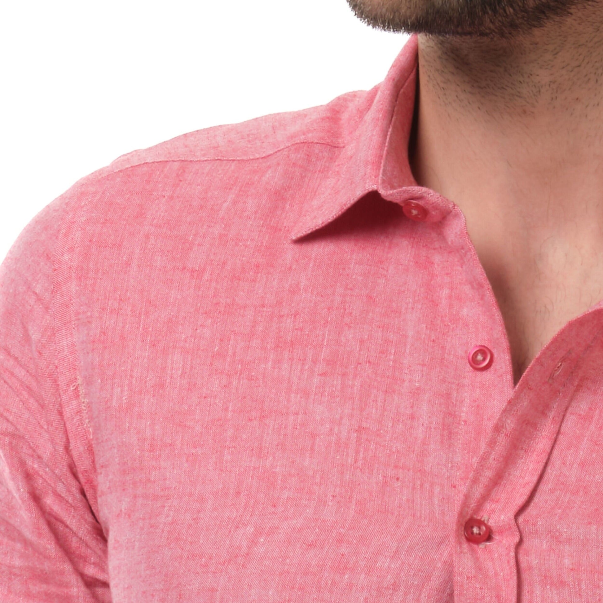 Camicia uomo in lino e cotone Raphael rossa