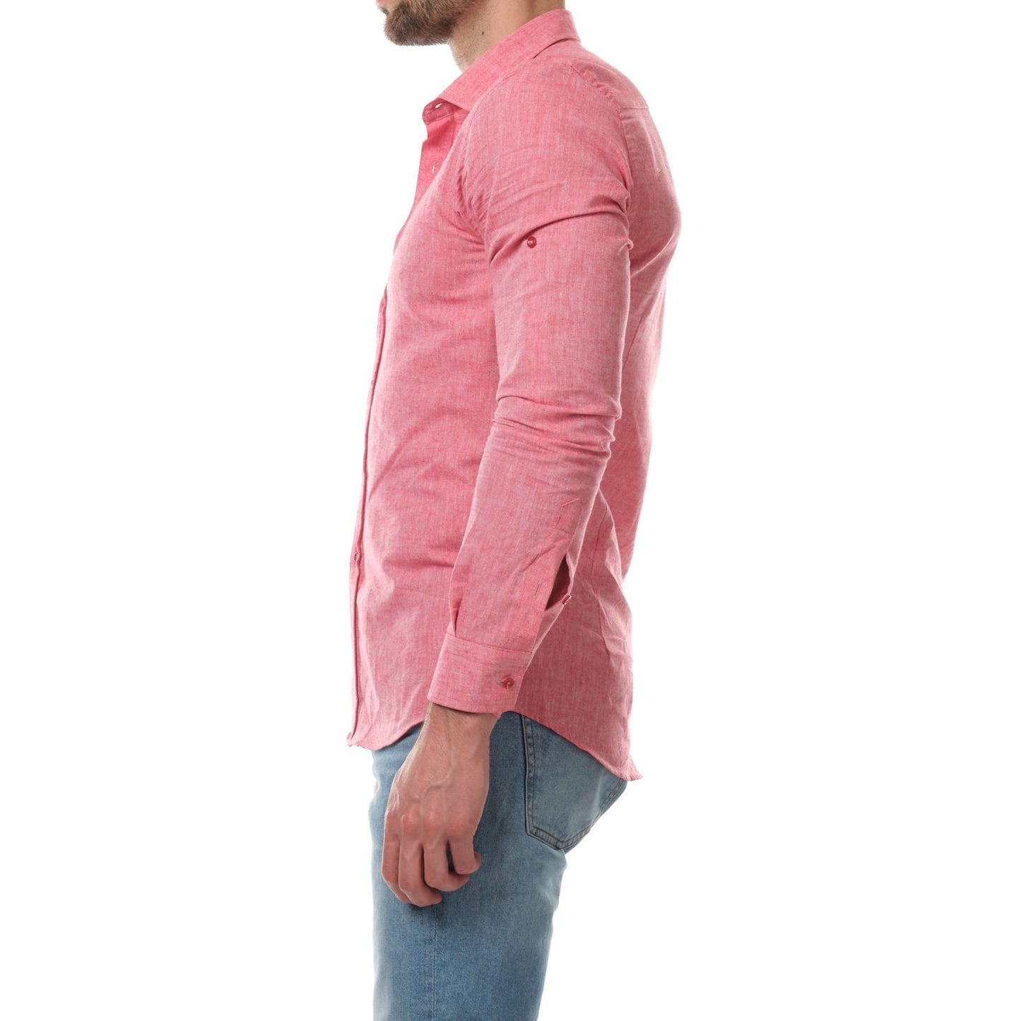 Camicia uomo in lino e cotone Raphael rossa