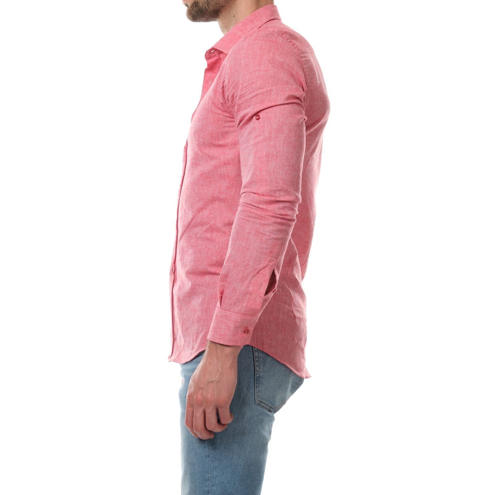 Camicia uomo in lino e cotone Raphael rossa