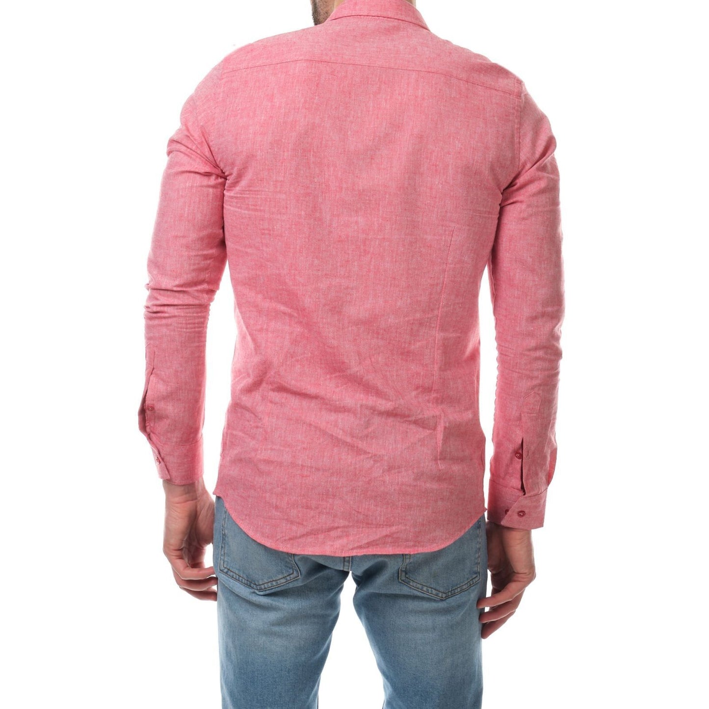 Camicia uomo in lino e cotone Raphael rossa
