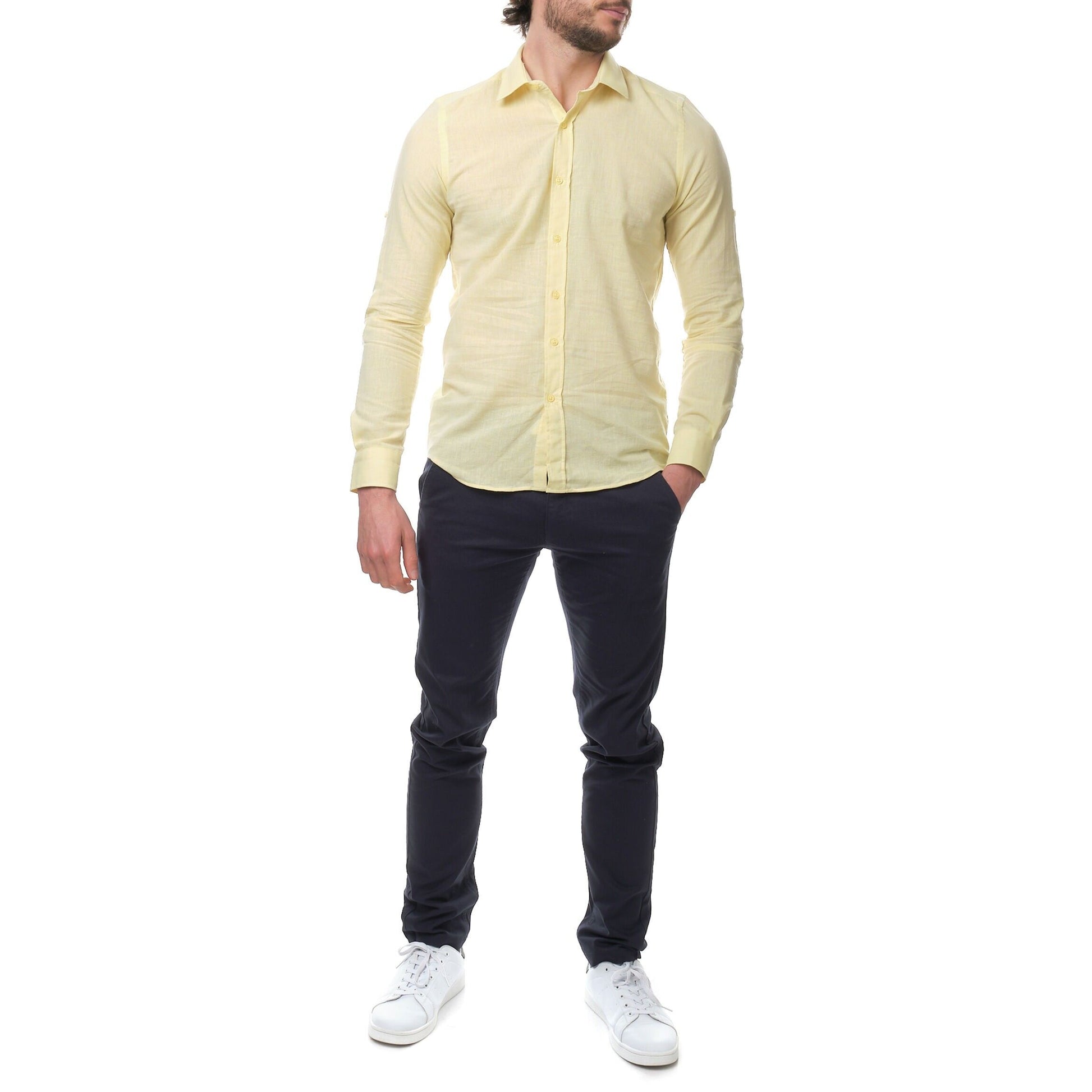 Camicia in lino da uomo Raphael gialla