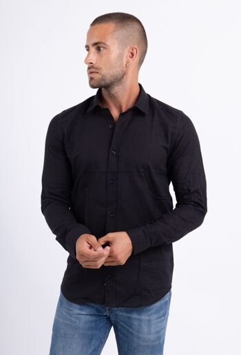 Camicia uomo in lino e cotone Raphael nera