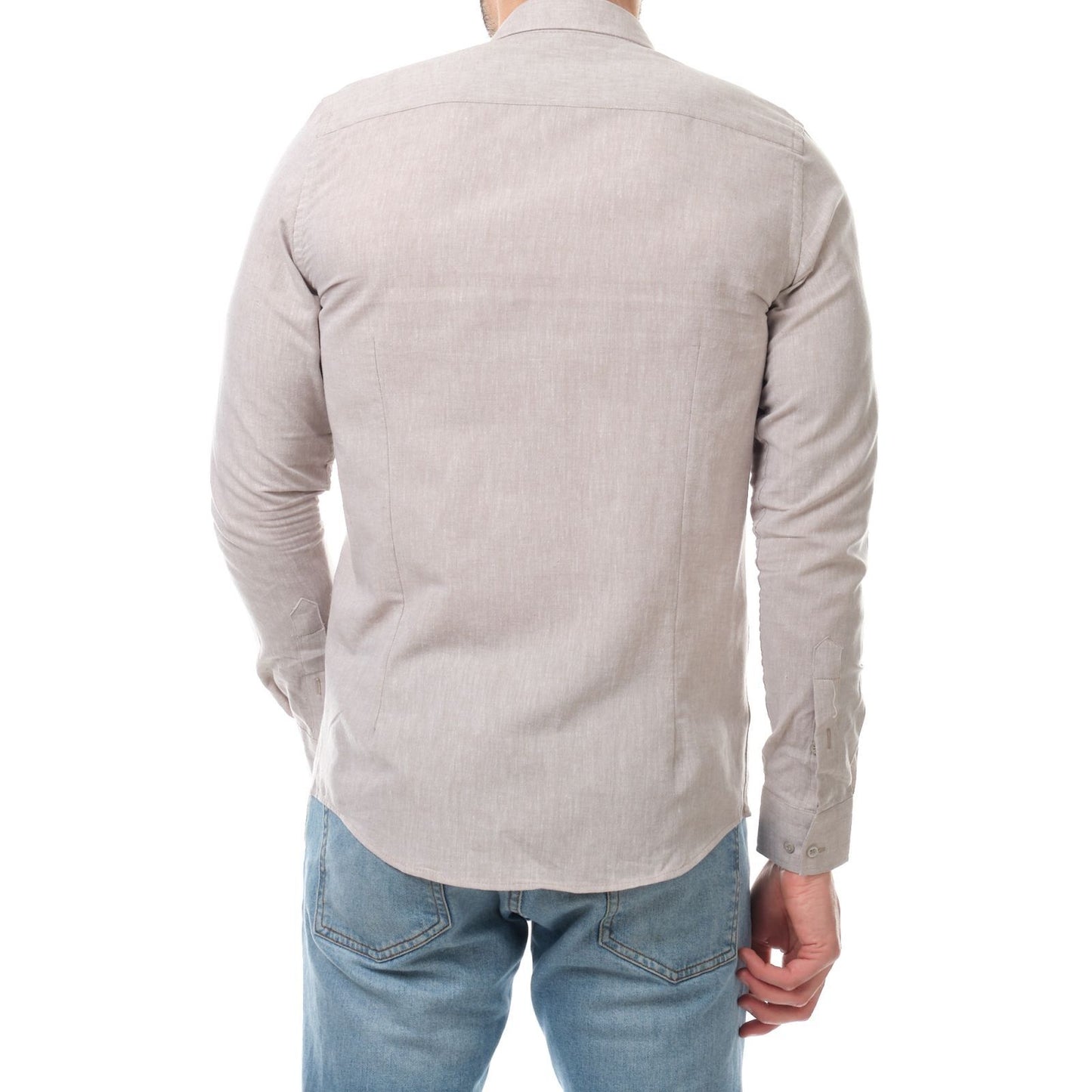 Camicia uomo Raphael in lino e cotone marrone tinta unita