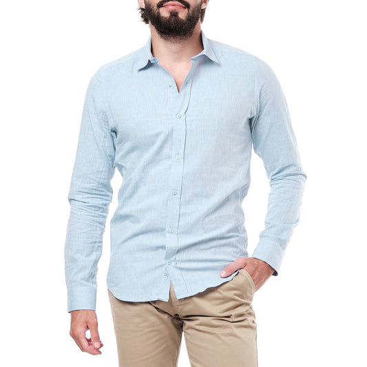 Camicia uomo in lino color cielo Raphael