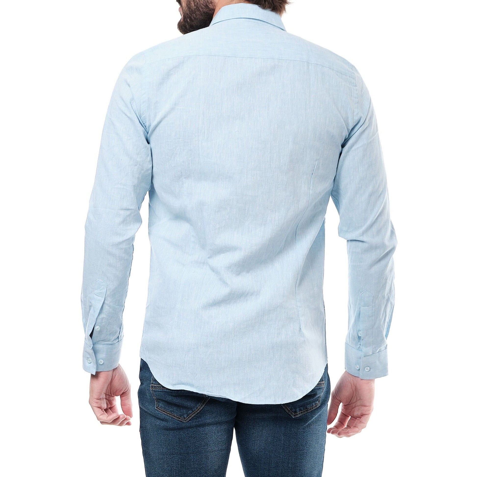Camicia uomo in lino color cielo Raphael
