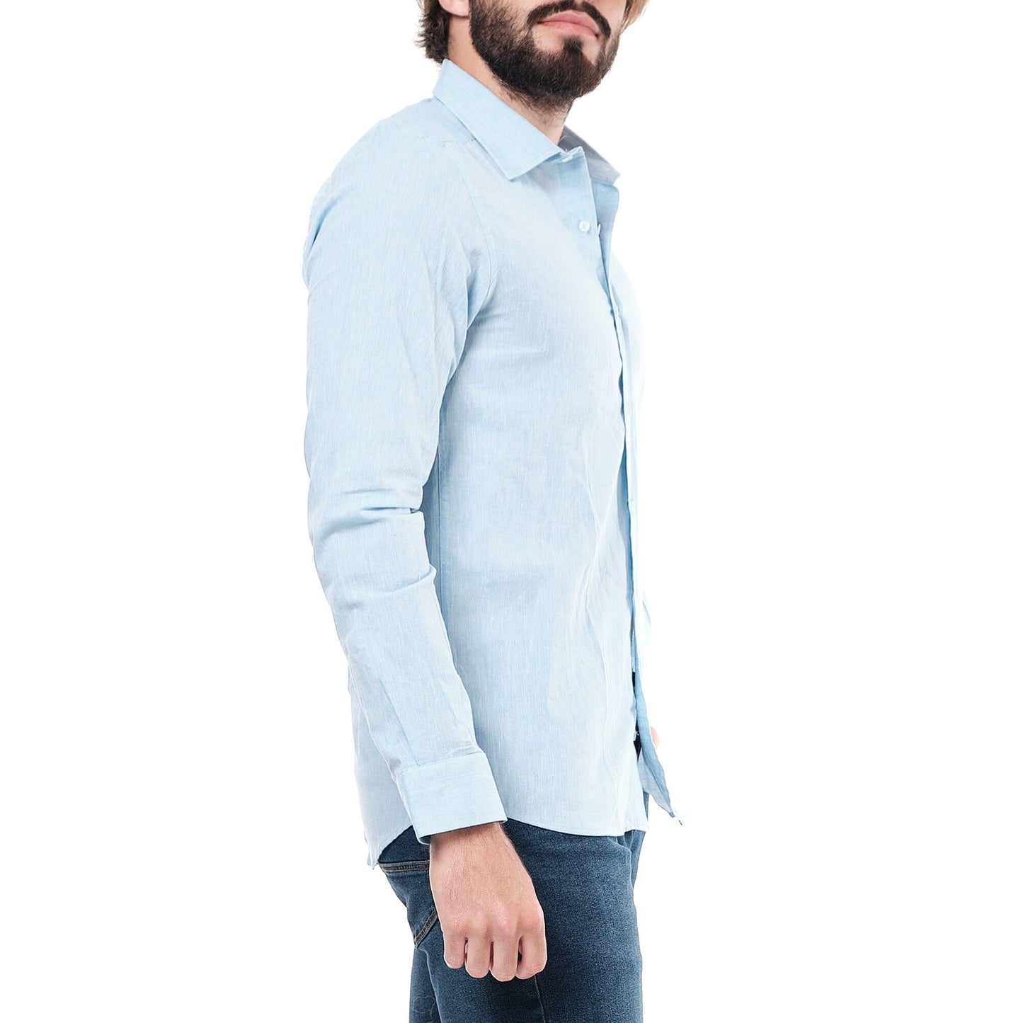 Camicia uomo in lino color cielo Raphael
