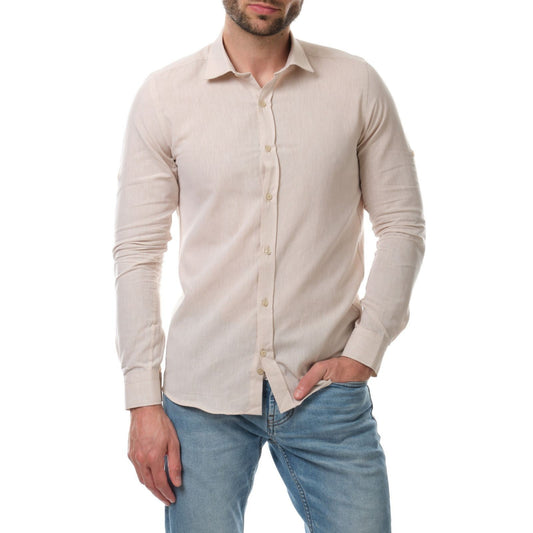 Camicia in lino e cotone Raphael Marrone Ghiaccio