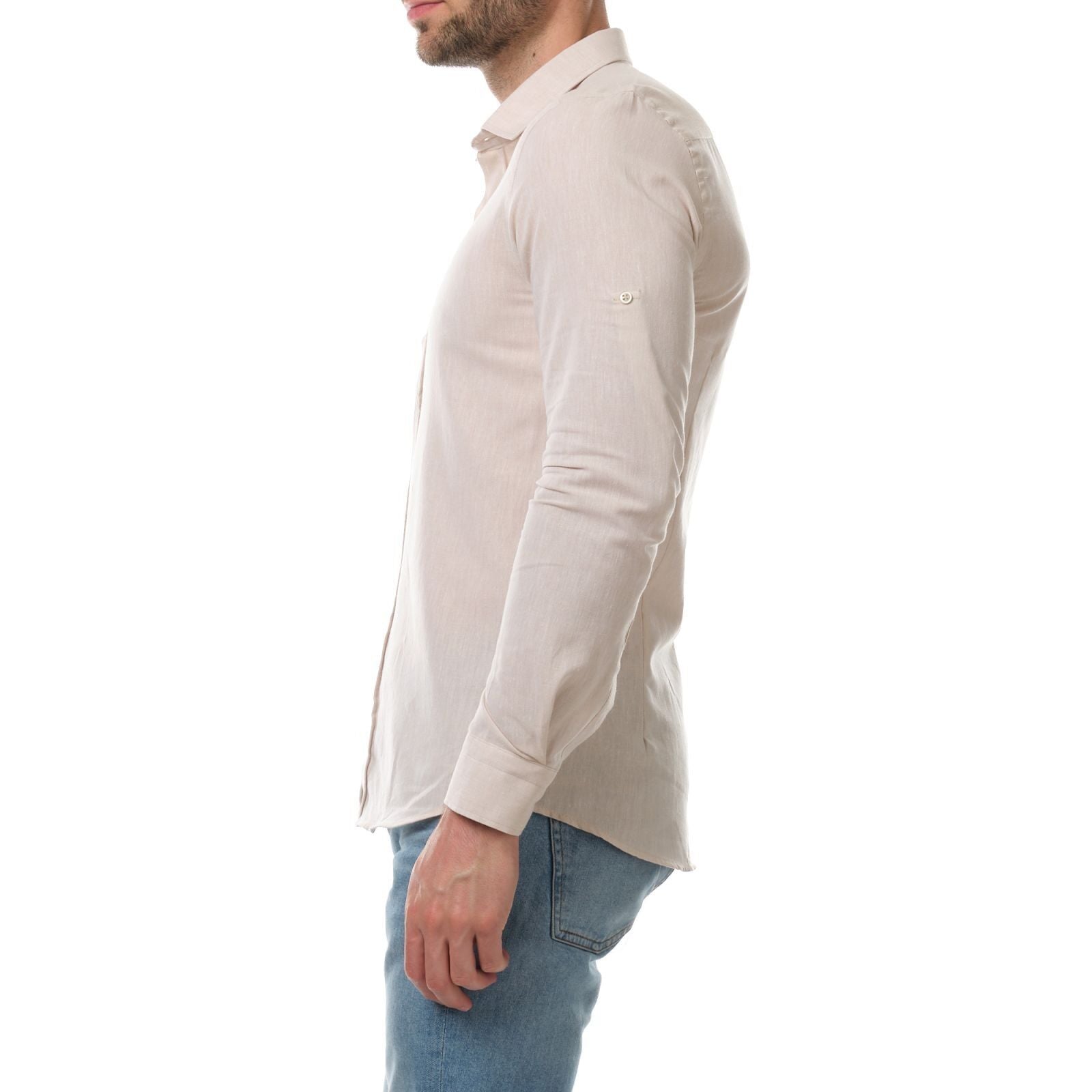 Camicia in lino e cotone Raphael Marrone Ghiaccio