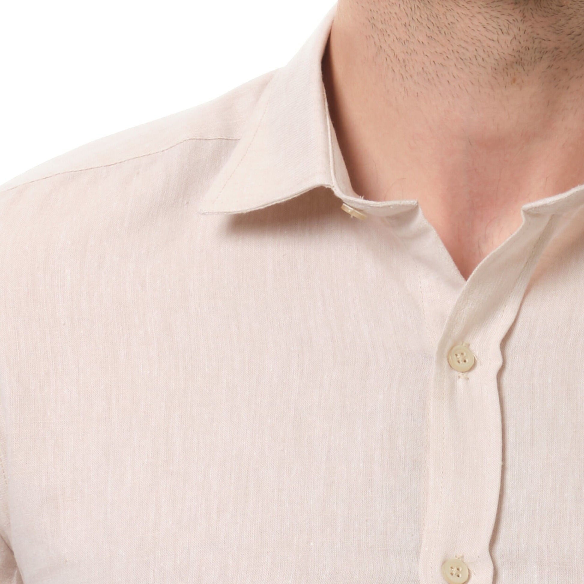 Camicia in lino e cotone Raphael Marrone Ghiaccio