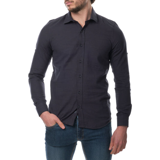 Camicia uomo in lino Raphael blu navy