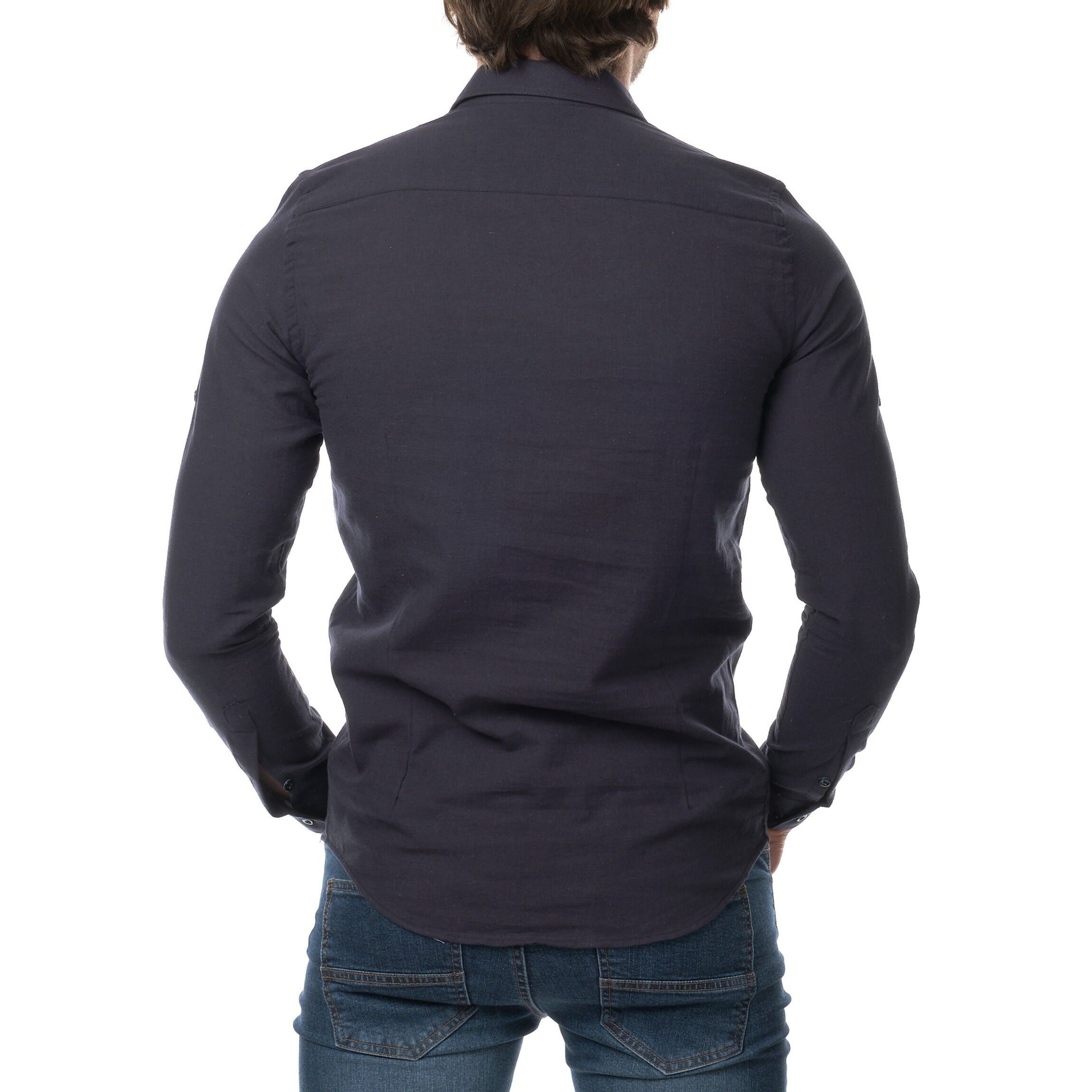 Camicia uomo in lino Raphael blu navy
