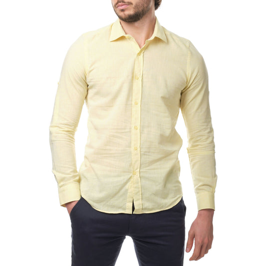 Camicia in lino Raphael gialla da uomo