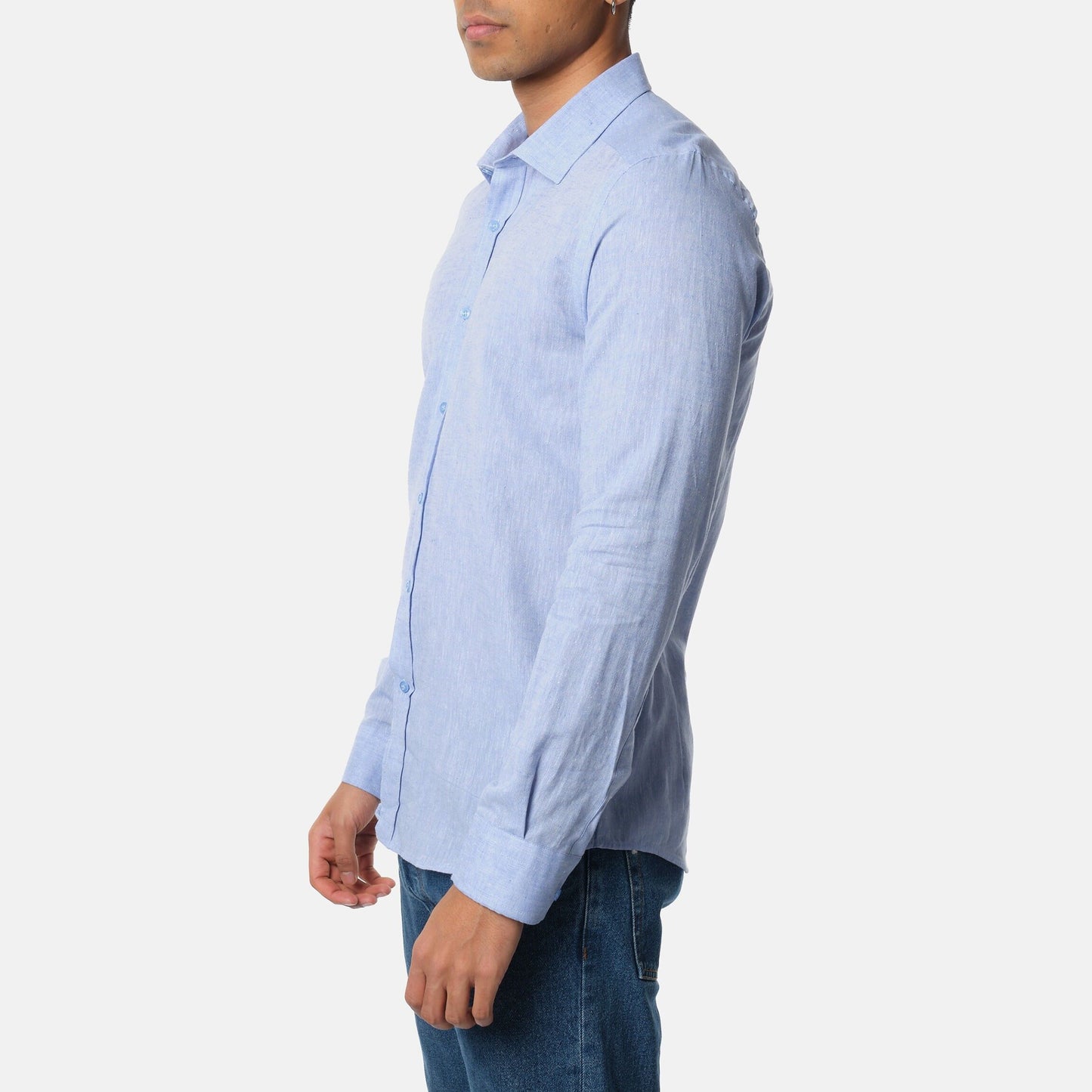 Camicia in lino azzurro chiaro da uomo