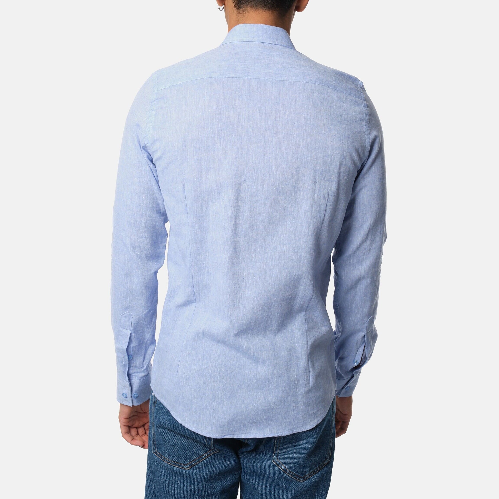 Camicia in lino azzurro chiaro da uomo
