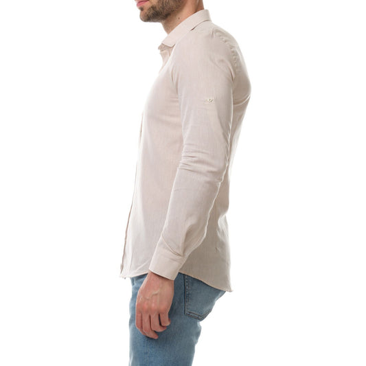 Camicia in lino e cotone Raphael marrone ghiaccio