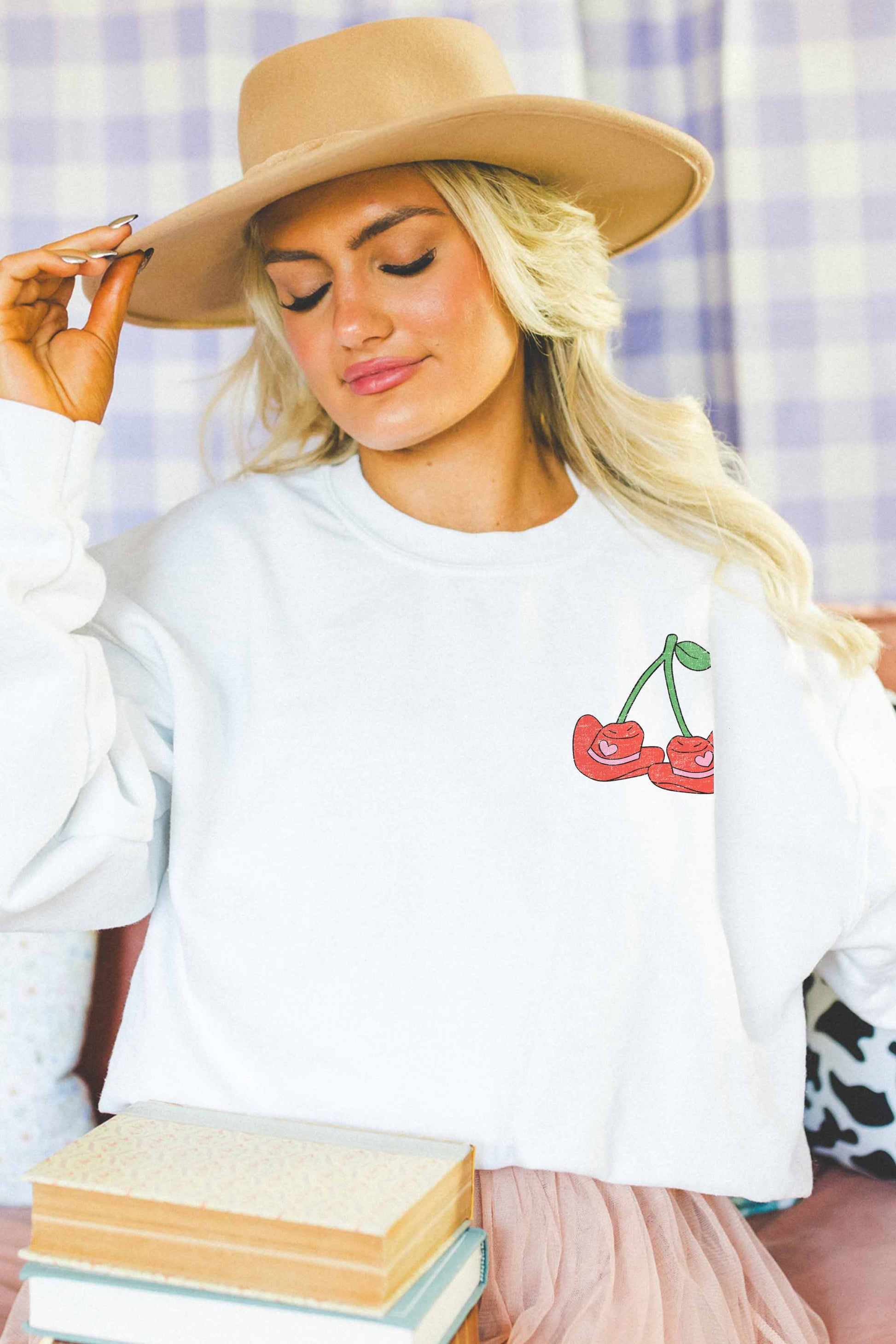 Felpa oversize con stampa ciliegie