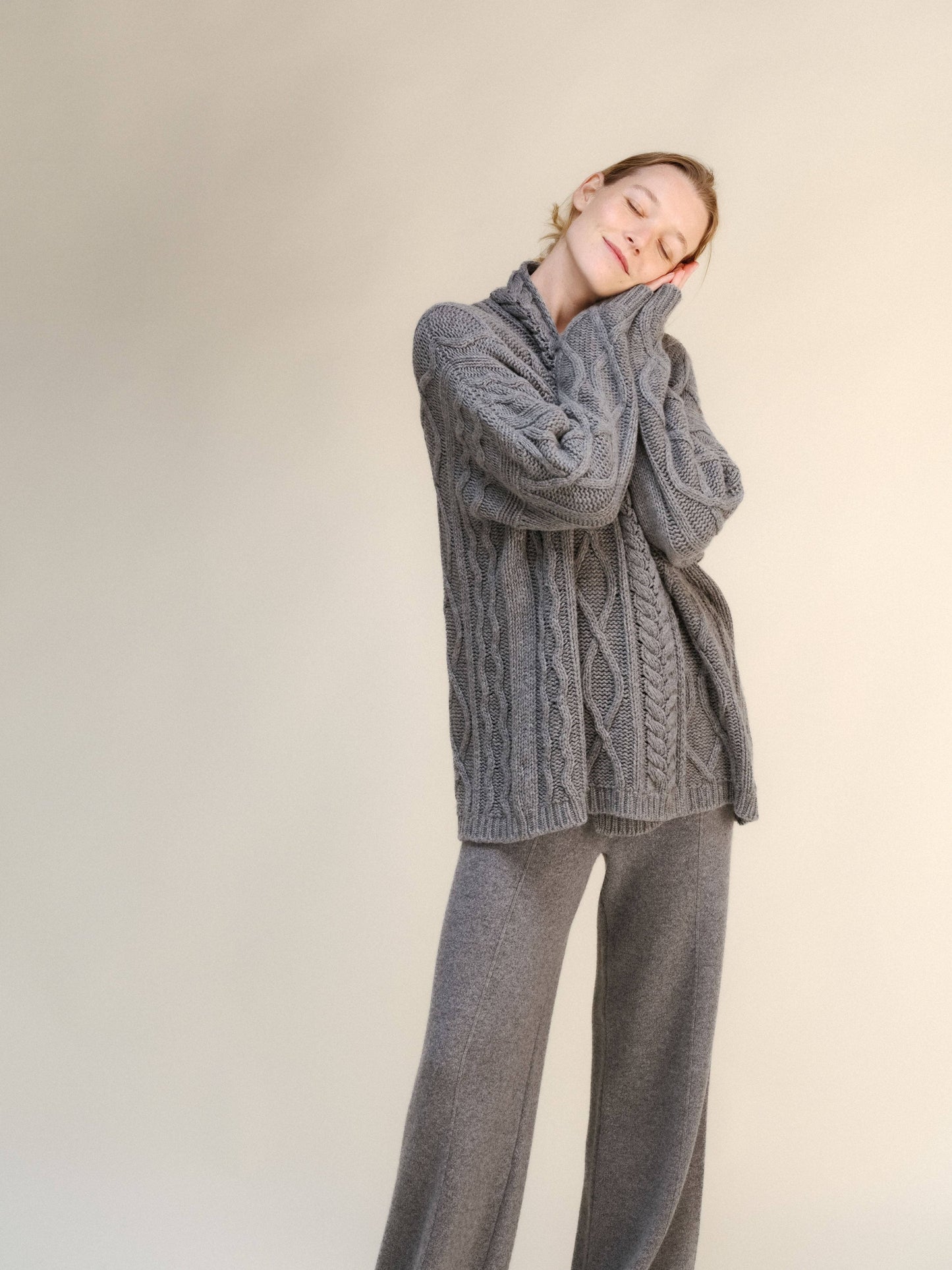 Cardigan Aran oversize in misto cashmere