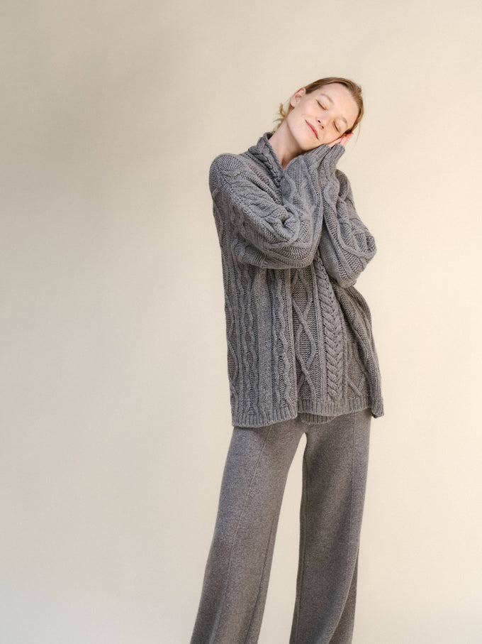 Cardigan Aran oversize in misto cashmere