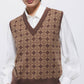 Gilet in Maglia Jacquard con Motivo Geometrico