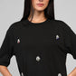 T-shirt Amarina nera con strass