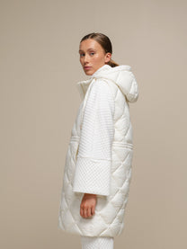 Gilet imbottito lungo con cappuccio da donna