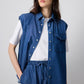 Gilet denim senza maniche oversize con bottoni