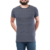 T-shirt Uomo a Righe Blu Navy in Cotone