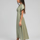 Abito midi verde militare Mekiana con scollo a V
