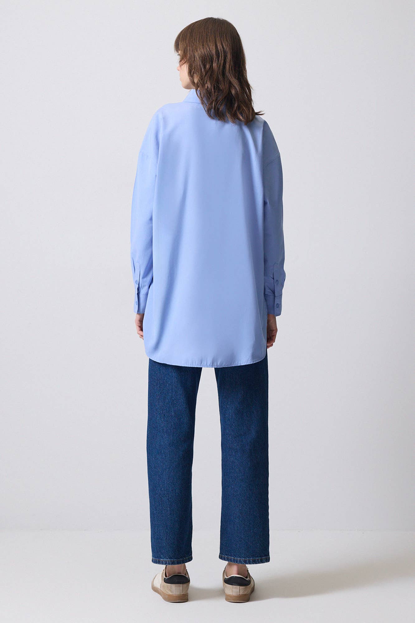 Camicia oversize in popeline di cotone con bottoni