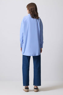 Camicia oversize in popeline di cotone con bottoni